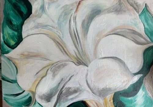 Georgia O’Keeffe inspired oversized floral painting for the Paint Like a Master workshop at The Artist Outpost in San Diego